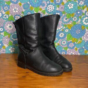 Canada North Mid Calf Wool Lined Black Leather Waterproof Boots Size:7.5